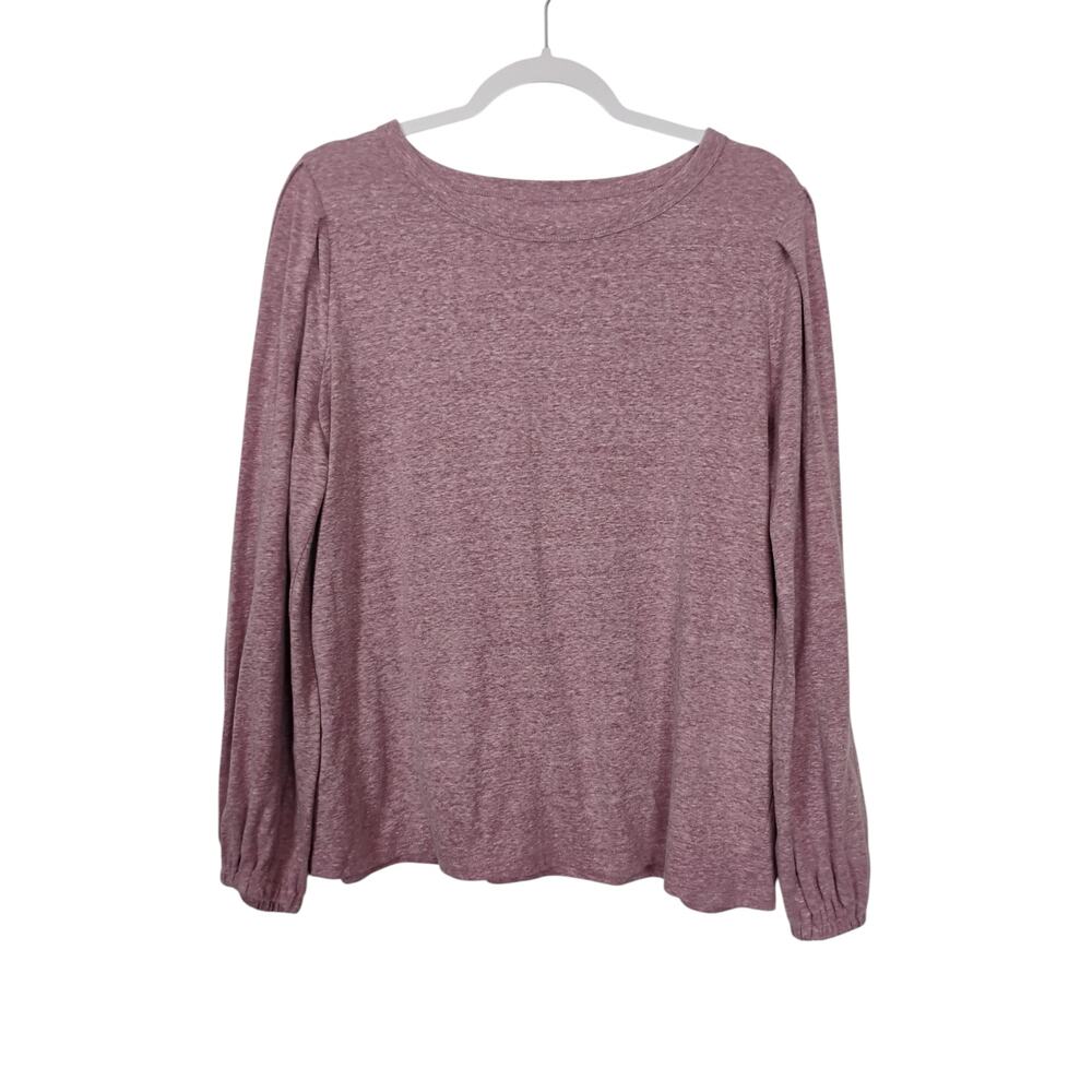 LOFT XL Heathered Speckled Mauve Balloon Puff Sleeve Boho Peasant Top